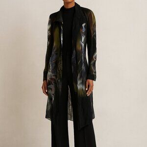 Citron Santa Monica Silk Draped Duster Sz XS